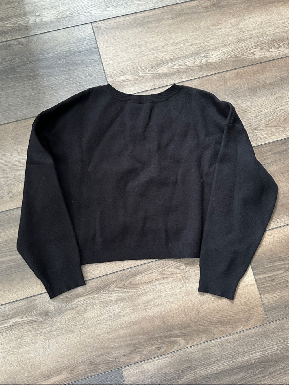 Anthropologie Black Twist-Front Cropped Sweater - Picture 2 of 3